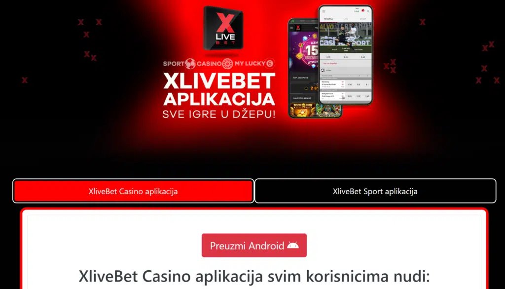 Xlivebet mobilna aplikacija za iOS i Android