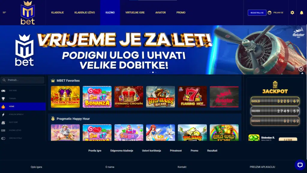 Bonus dobrodošlice za kasino Mbet